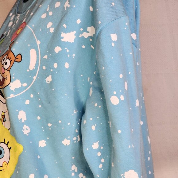 Nickelodeon Spongebob Blue White Snow Splatter Fleece Lined Crop Sweatshirt XXL - Picture 11 of 16